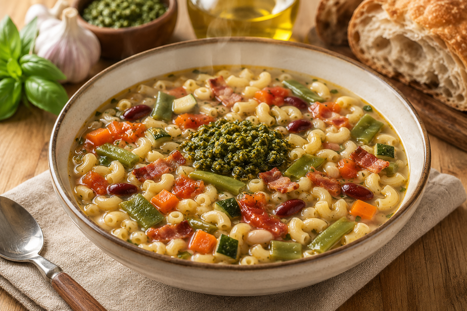 Soupe au pistou et poitrine — recette du guide Soupers d'Antan